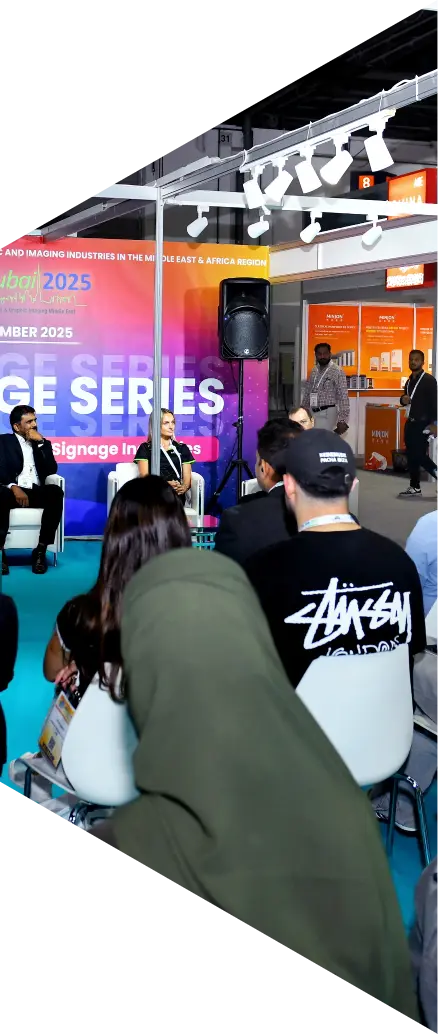 Visitors attending SGI MENA signage and printing exhibition in Dubai